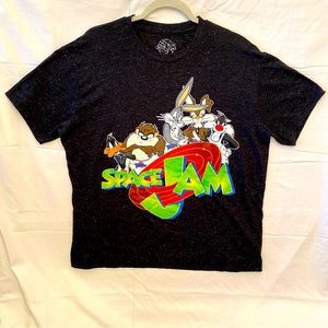 Vintage Space Jam Black Confetti Tune Squad T-Shirt. Mens Size XL.